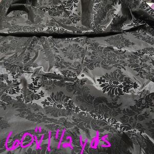 Velvet Embissed Black Damask Fabric